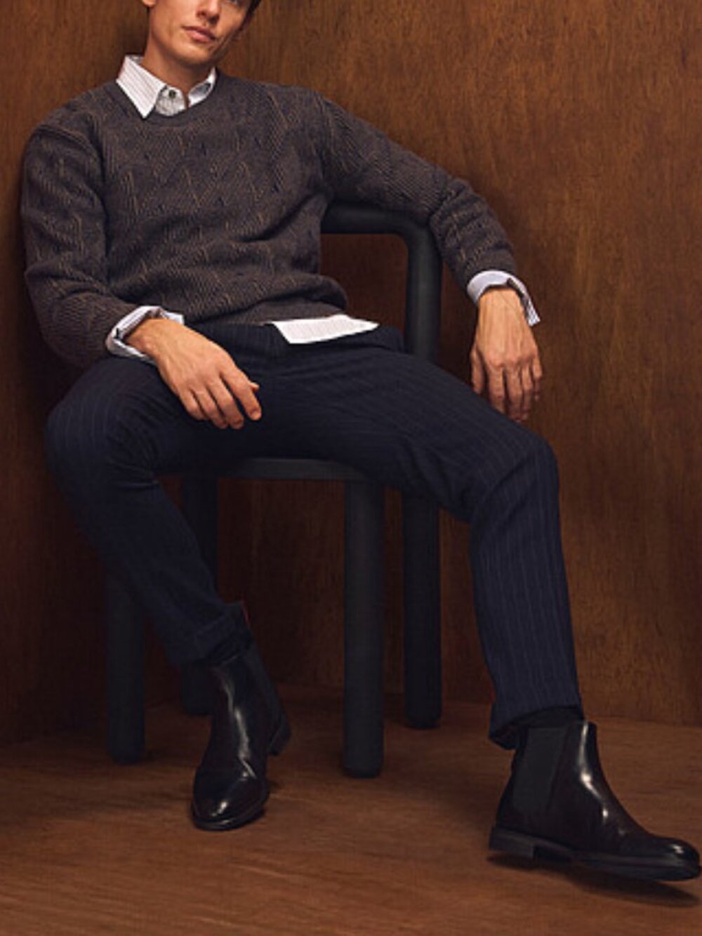 BNWT AW25 PAUL SMITH SEWN TURN-UPS PINSTRIPED PANTS 34
